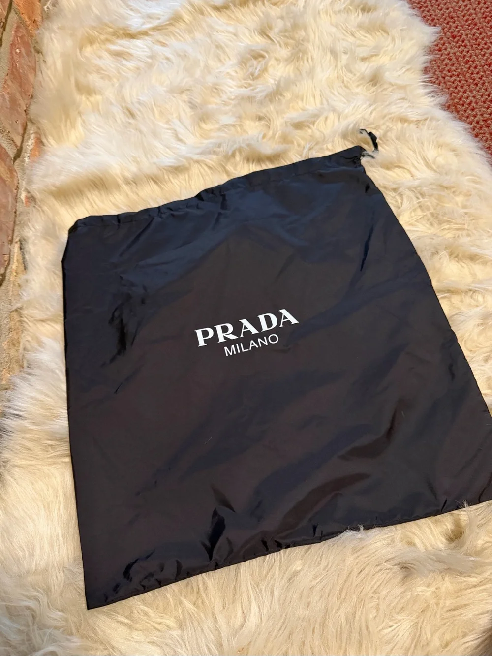 Prada Milano Black Nylon Drawstring Dust Bag